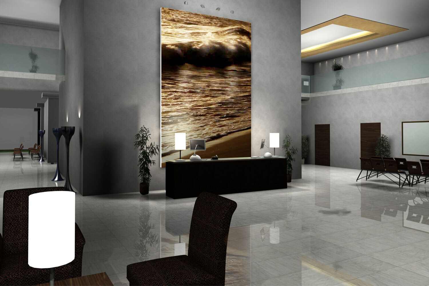 Akustikbild an einem Arbeitsplatz. Röösli Funktionsdecken.