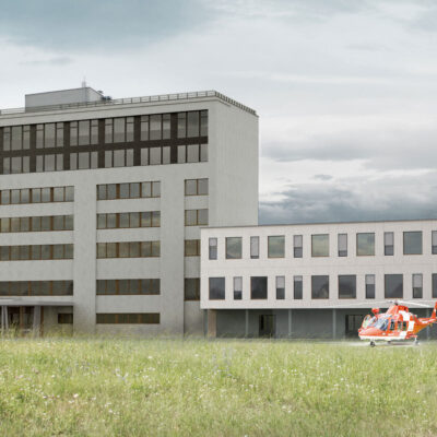 Metalldecken und Holzdecken im Spital in Einsiedeln. Realisiert durch Röösli Funktionsdecken.